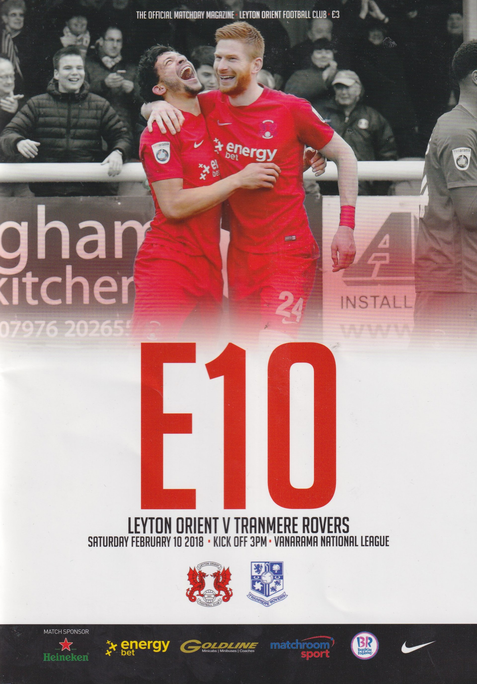 Leyton Orient v Tranmere Rovers match programme